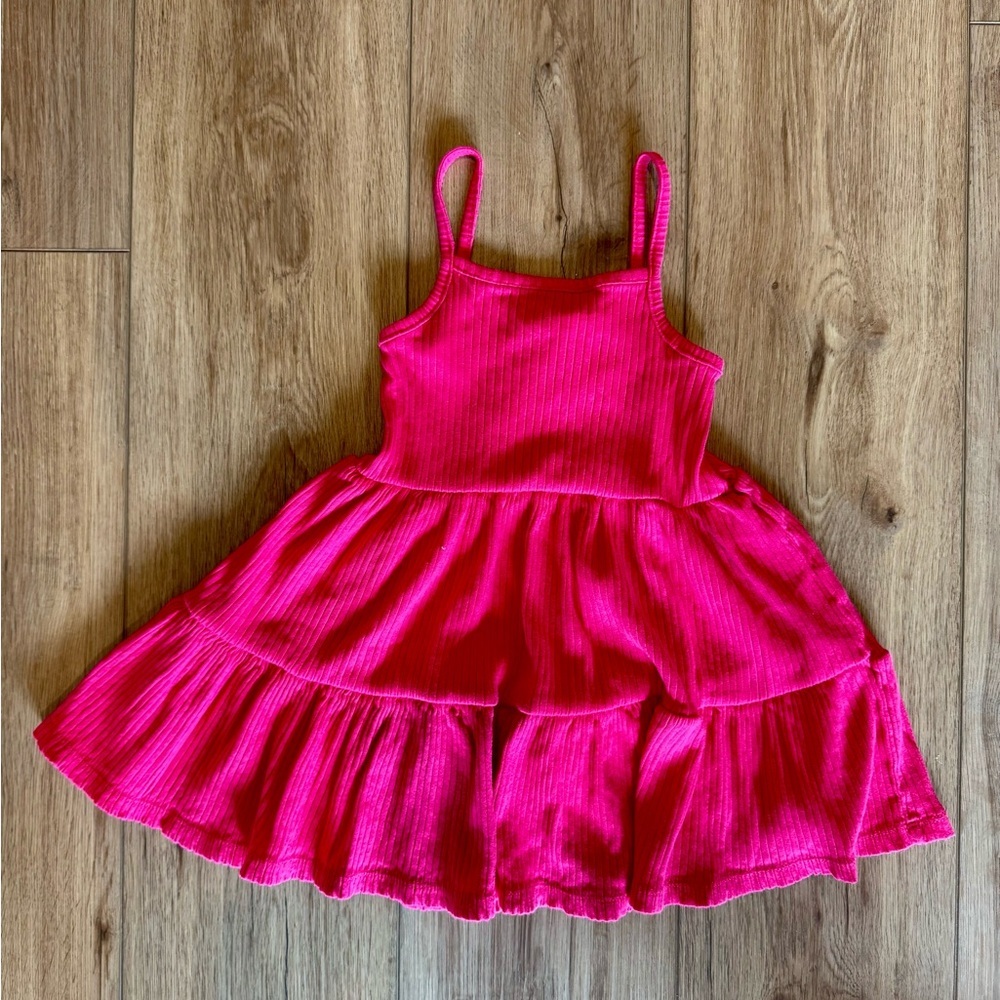 monica + andy Bright Pink Ribbed Spaghetti Strap Dress - 2T - Picture 4 of 7